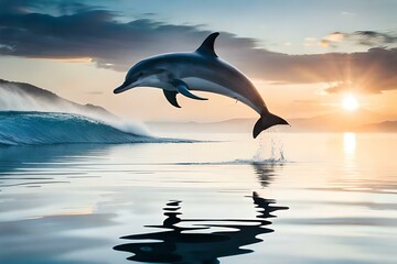 dolphin jumping out of the water .AI generated