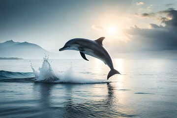 dolphin jumping out of the water .AI generated