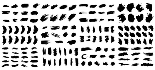 Different types of brush strokes set transparent background. Abstract brush stroke png big bundle
