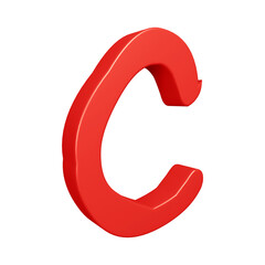 3D red alphabet letter c for education and text concept