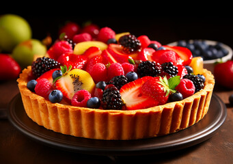 Homemade Fruit Tart with Berries, AI Generated