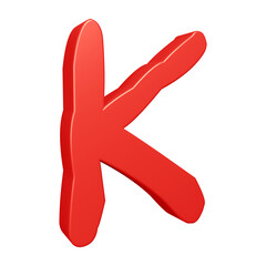 3D red alphabet letter k for education and text concept