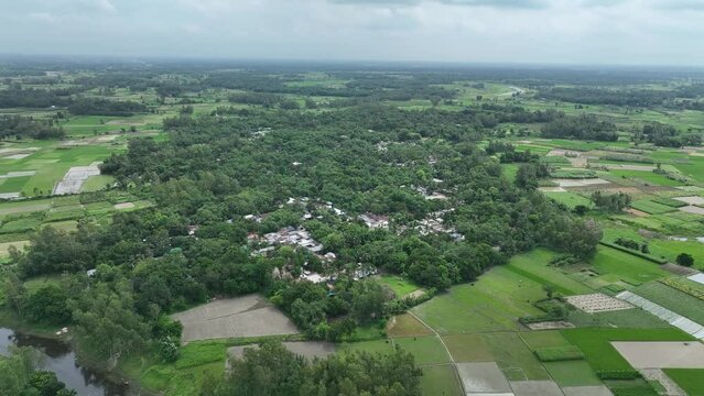 Aerial view of the village, north bengal, bangladesh