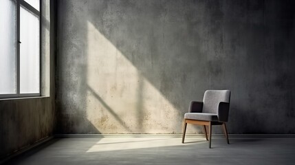 conceptual illustration with empty interior with only one chair, ai tools generated image