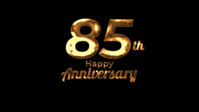 Animated text happy anniversary  85th gold 4K, birthday, celebration, moment, gold moment