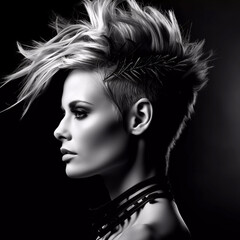 Amazing women's hairstyle in the style, Generative AI