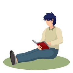 Young people reading books in the park. Summer landscape background. Holiday. Back to school, Concepts of study, Learning, Knowledge and Education