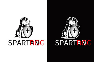 spartan dog logo design vector template with editable text