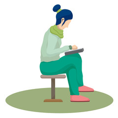 Sweet girl reading a book and resting. Feminine Everyday life and daily routine scenery by young women