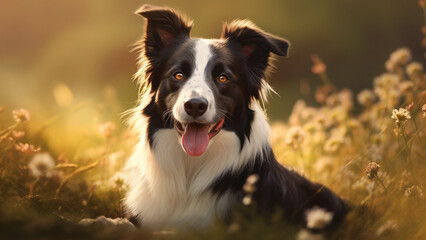 Smiling Border Collie on the field