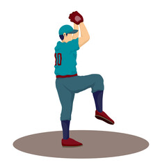 Baseball player character. Sport game, boy play, athlete in cap, vector illustration
