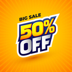 Vector big sale special offer banner template with 50% off discount tag