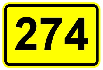Illustration eines Bundesstraßenschildes der B 274 in Deutschland	