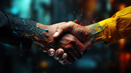 Successful business handshake between two professionals indoors. Generative Ai
