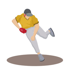 Baseball player character. Sport game, boy play, athlete in cap, vector illustration