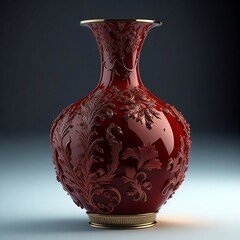 beautiful red vase on white background