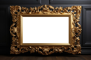 golden frame at the wall with clipping path for the inside. Generative Ai