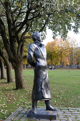 Statue of poet Alexander Blok in the Sculpture Park on Kanta Island in Kaliningrad