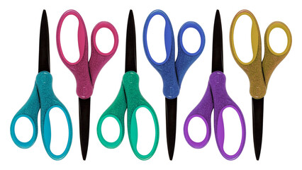 Isolated colorful kids' school scissors.