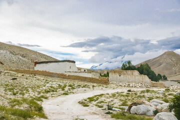 Desert Mountainous Landscape of Chosar Valley in Lo Manthang, Upper Mustang of Nepal