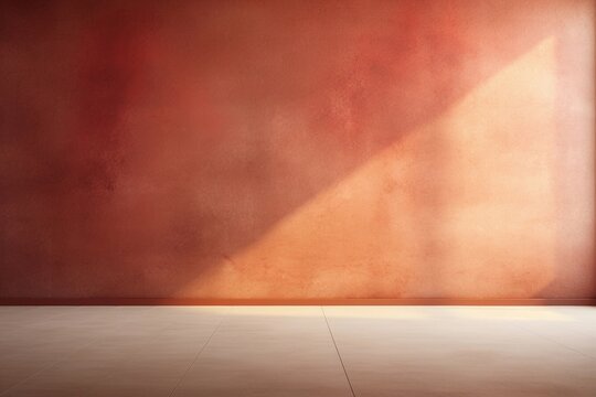 empty wall and wooden floor with glare from the window. Interior background for mockup or presentation