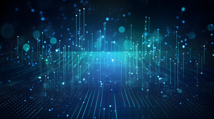 Digital technology banner green blue background concept, cyber technology circuit, abstract tech, innovation future data, internet network, Ai big data, futuristic wifi connection illustration concept