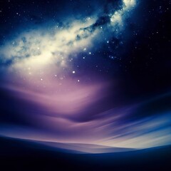 Abstract Night Landscape with Milky Way and Moon