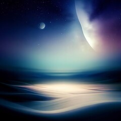 Abstract Night Landscape with Milky Way and Moon