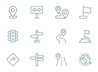 Route line icon vector. Road Trip and Navigation Icons illustration