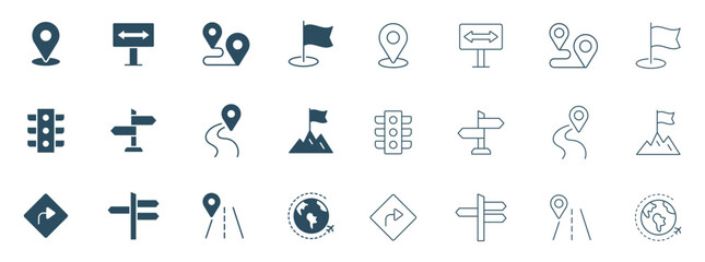 Route line icon vector. Road Trip and Navigation Icons illustration