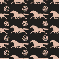 Black Wild Horse Seamless Pattern