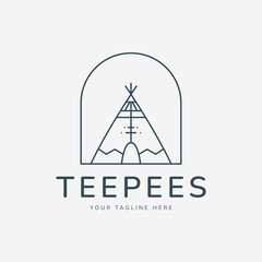 teepees with emblem logo line art vector illustration template design © SD22