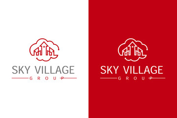 sky village logo design vector template with editable text