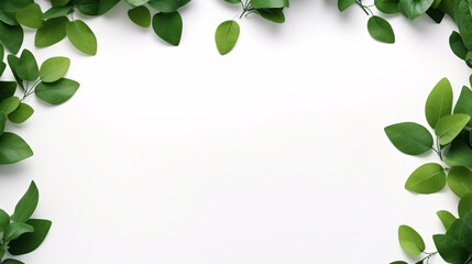 Vibrant Close-Up of Green Leafy Frame on White Background, Generated by Generative AI