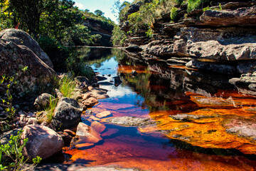 Black River (Rio Preto), at chapada diamantina. Fumaça waterfall trekking site.