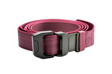 Red belt with a buckle on a transparent background. PNG file