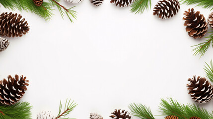 Fototapeta na wymiar Stunning Close-Up of Pine Cones and Branches on White Background, Captured with Generative AI