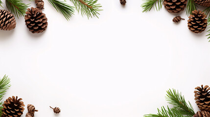 Stunning Close-Up of Pine Cones and Branches on White Background, Captured with Generative AI