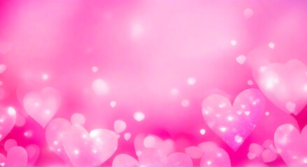 Pink hearts bokeh background, Valentine day blurred light