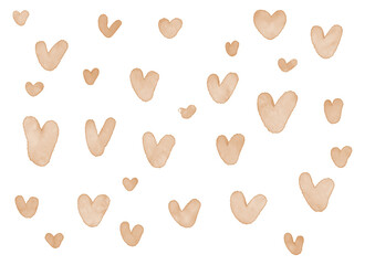 background of yellow water colour hearts on transparent background clipart