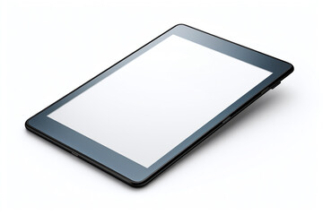 Tablet with a blank screen on a light solid background