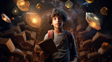 Fantasy Library Adventure, Back-to-School, generative ai