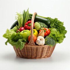 basket with vegetables isolated on white background generative in ai
