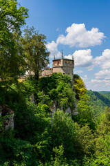 Fototapeta na wymiar Panoramic view of Lichtenstein Castle in Germany.
