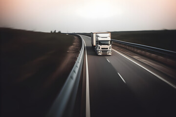 white truck tir speed transport goods on highway road street