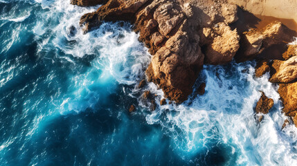 Vibrant Cityscape with Eye-catching Red and Blue Sign on a Pole - Generative AI Enhanced Stock Image