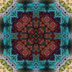 Seamless abstract square pattern. Alcohol ink in modern art. Mandala