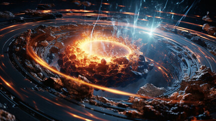 Captivating Close-Up of Fiery Spiral with Illuminating Light, Generated by Generative AI