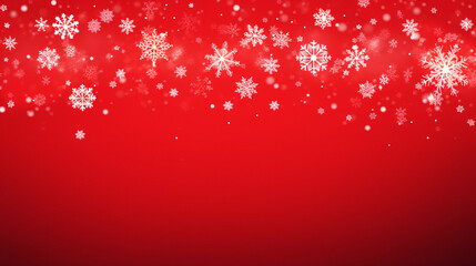 Fototapeta na wymiar Vibrant Red Winter Wonderland with Snowflakes and Stars - Generative AI