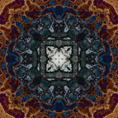 Seamless abstract square pattern. Alcohol ink in modern art. Mandala